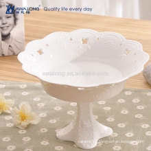 Flower Shape Pure White Wholesale Fine Porcelain Deep fruit Plate, Custom Ceramic Plates